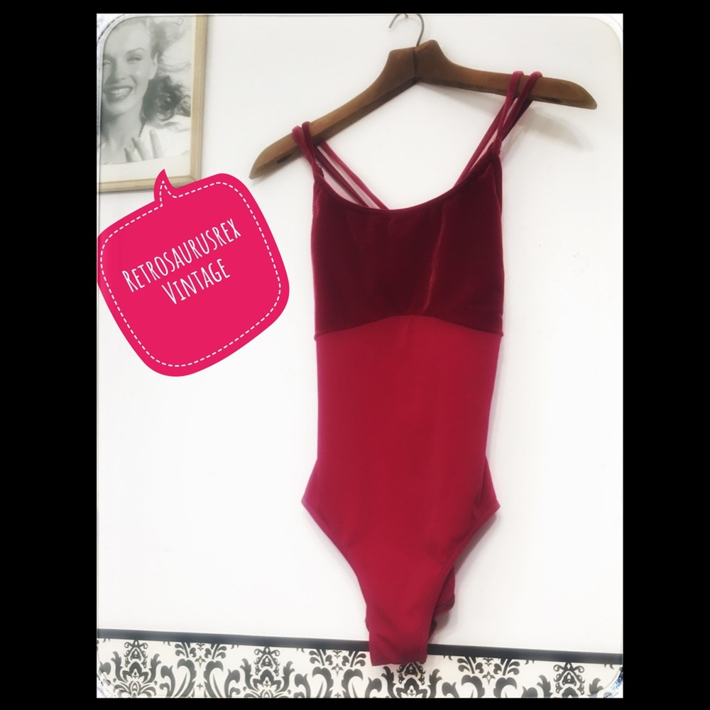 Vintage Rose Pink Velvet Balera LA Strappy Leotard